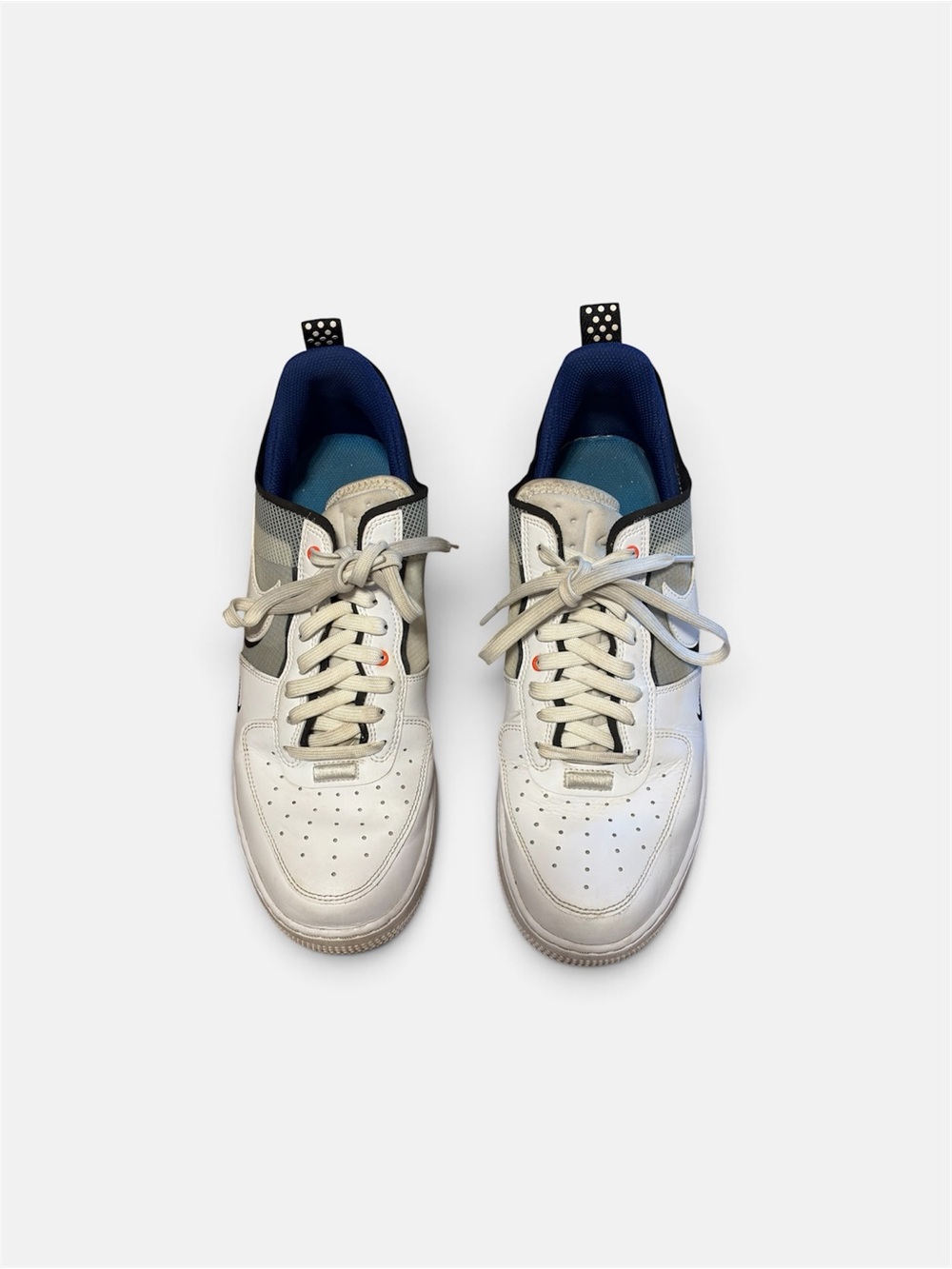 Mens Nike Air Force 1 White and Navy Low-Top Sneakers Size 11